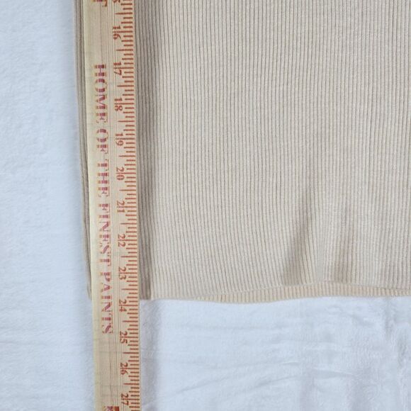 NENONA Pleated Contrast Trim Color Sweater Long Sleeve Women Medium Cream Lapel - Picture 6 of 7